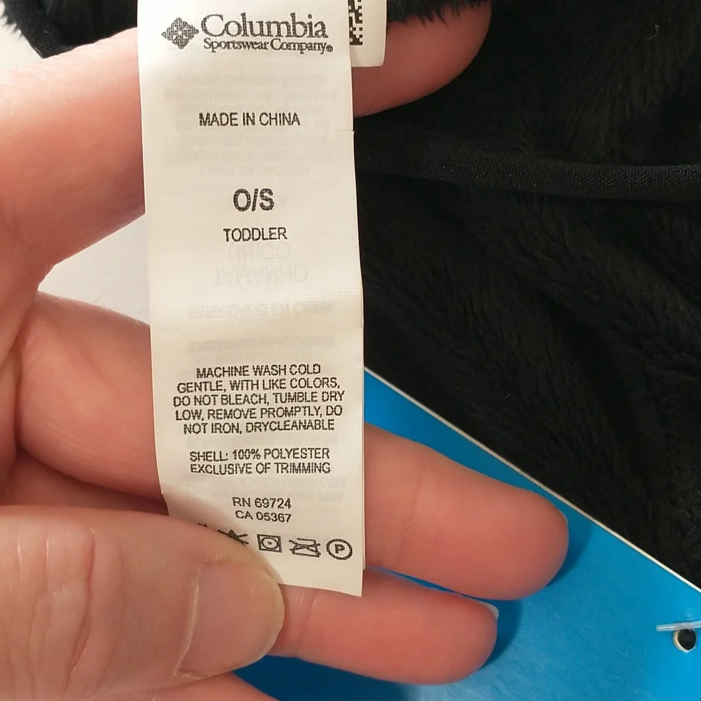 NWT‎ Columbia Hat And Mitten Set, Black And Gray, Toddler Size One Fits All